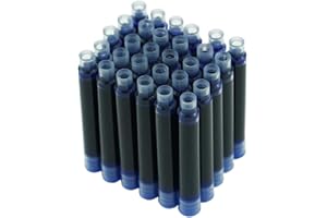EROFA Hongdian Cartouches d'encre pour Stylo Plume de Couleur Bleue, Paquet de 30 Cartouches de Recharge d'encre, Diamètre d'alésage de 3,4 mm
