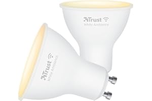 Trust WiFi GU10 Inteligentna żarówka, kompatybilna z Alexa i Google Home, ściemnialna żarówka LED, bez koncentratora, lampa LED 2,4 GHz, WiFi Spotlight, ciepłe i zimne białe światło - zestaw 2 szt