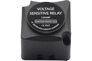 Gloaso 125 Amps Dual Battery Isolator VSR Split Charge Relay 12V DC Digital Voltage Sensitive Relay Automatic Charging Relay Water-Resistant