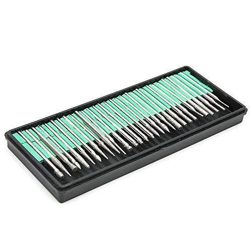 Fortag 30 tlg Diamanten- Schleifset Diamantschleifern Diamant Fräser Schleifstift Diamantfräser-Set Glasbohrersatz Diamantschleifer Fräser-Set Diamant-Schleifer Multifunktionswerkze für Dremel Proxxon Drill-Stich und Drehwerkzeug - 2