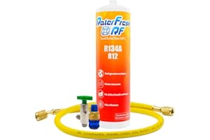 RALERTREIK Ralerfresh RF organisches Kühlgas für Klimaanlagen, ersetzt 1000 g R134a und R12 (Flasche + Schlüssel + Schlauch + Schnellanschluss)