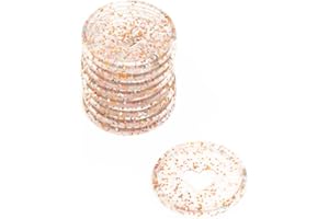 ‎CRAFTELIER Craftelier - Plastik Glitter Scheiben Ringe M für Scrapbooking Bindung für Planer, Agenden, Notizbücher oder Alben | Packung mit 9 Stück 35mm Durchmesser - Glitter Gold, Rosa und Blau Farbe