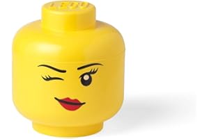 ROOM COPENHAGEN Storage Head Small - Winking - Polypropylene Storage Box with Lid for Kids' Toy Storage Stackable Organizer and Fun Storage Solution LEGO Toy Box