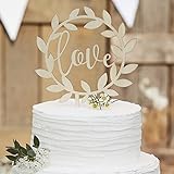 Größe: 15 cm x 14 - 19 cm Tortendeko love Schriftzug aus Holz