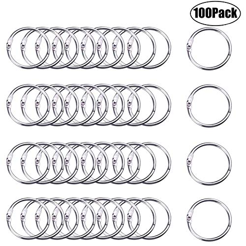 Ruesious Anelli per Fogli 0.8 Pollice Metallo Libro Anelli Portachiavi per Libro Scrapbooking Album Mestiere Fai Da Te 100 Pezzi