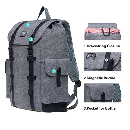 Rucksack Damen Herren Vintage KAUKKO Reiserucksack Studenten Rucksack Laptop Rucksack f  r 14  Notebook L  ssiger Daypacks Schultaschen of 2 Side Pock