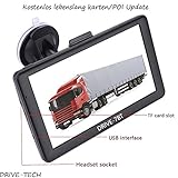 Mit dem DRIVE-7BT INKL. Bluetooth und TMC/TMC PRO funktion, haben Sie als anspruchsvoller Fernfahrer oder Wohnmobilurlauber den richtigen Begleiter an Bord. Das (17,8 cm (7 Zoll) Display sorgt mit der hochauflösenden Kartendarstellung für einen perfekten Überblick auf dem Gerät. Kernfunktion ist die Truck und Camper Navigation. Unter Berücksichtigung individueller Fahrzeugdaten sowie aller truckspezifischen Straßeninformationen erhalten Sie eine speziell auf Sie abgestimmte Routenführung.