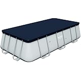 Bestway Copripiscina Power Steel Frame Rettangolare 404x201x100cm e 412x201x122cm, per piscine 3.96 m x 1.85 m, Grigio scuro