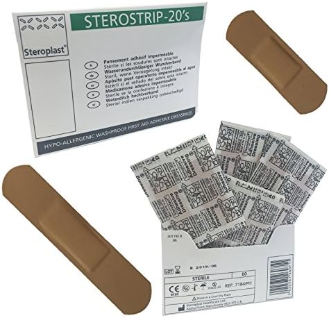 25 X STEROSTRIP PREMIUM WASHPROOF BEIGE HYPO-ALLERGENIC STERILE FIRST AID 20 ASSORTED PLASTERS IN HANDY PACK