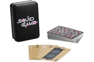 Squid Game Illustrated Playing Cards - Officially Licensed Netflix Classic Card Game in Collectible Tin, Iconic Designs and Characters, Gift for Fans | Paladone, Black