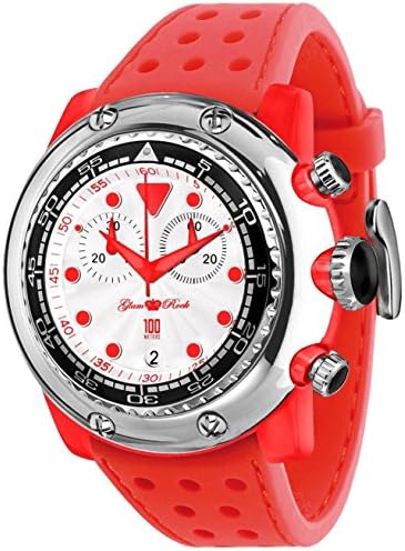 GLAM ROCK MEN'S MIAMI BEACH 50MM RED SILICONE BAND QUARTZ ANALOG WATCH GR20136