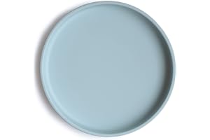 Mushie Kinder Teller mit Rutschfestes Saugnapf | Silikon geschirr für Babys & Kleinkinder | BPA-frei | Spülmaschinenfest & mikrowellengeeignet | Klassische Version (Powder Blue)