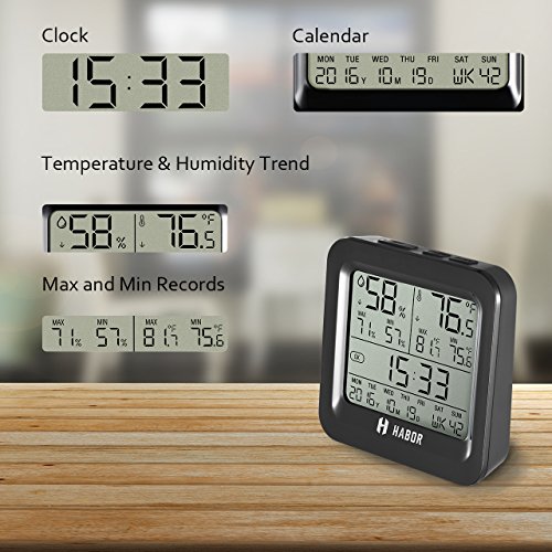 Habor Digital Wireless Thermo-Hygrometer Feuchtigkeitsmesser Hygrometer Feuchtesensor Monitor Raumklimakontrolle Raumluftüberwachtung ideal für Schlafzimmer, Büro, Wohnzimmer, Kinderzimmer, usw - 2