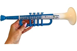 NARAMAKI Tromba da Stadio a Fiato Manuale "Forza Ragazzi" - Lunghezza 37 cm - Trombetta bianca e azzurra - Europei Calcio 2024 Mondiali