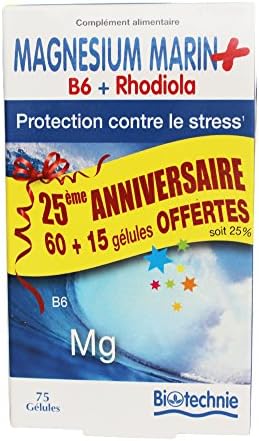 Biotechnie Marine Magnesium B6 Rhodiola 75 Capsules with 25% Free