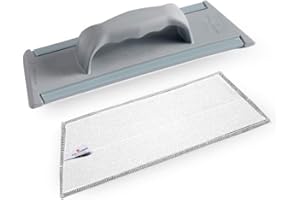 Kit Top Clean Deter Center per vetri e superfici lucide, 1 telaio con velcro e impugnatura, 2 panni microfibra cm.30, Grigio Scuro