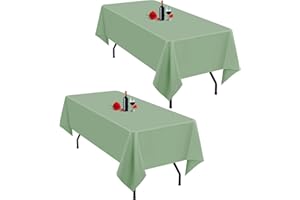 Lumaycens 2 Pack Sage Green Tablecloth 60x102Inch Table Cloths Rectangle Sage Green Polyester Farbic Tablecloths For 6 Foot Table Washable Sage Green Table Cloth Rectangular for Wedding Party Banquet