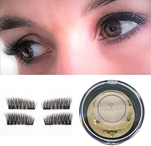 FlairBeauty Magnetic False Eyelashes Extensions. Fake Reusable Magnet Lashes (005, Black "Cat Eye" Look)