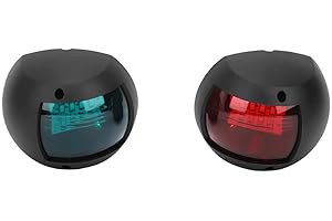 ARAMOX Marine Navigation Light, DC12V-24V 3W Waterproof Signal Lamp Spherical Red and Green LED Navigation Light[Black]