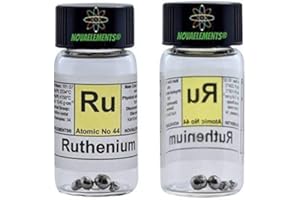 NOVAELEMENTS Rutenio elemento metallico 44 Ru, campione puro 0,5 grammi 99,99% in fiala di vetro con etichetta