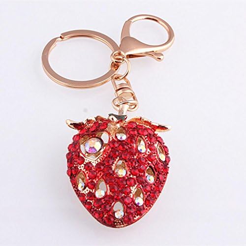 Wgwioo Crystal Keyring Bling Rhinestone Strawberry Phone Strap Bag Ornaments?Pack Of 2? Picture Color