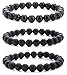 Produktbild Naturstein Armband, Morbuy 8mm Damen Herren Armreif Energietherapie Lava Rock Elastisch Healing Balance Armband (Lavastein + Mattschwarzer Achat + Schwarzer Achat (Elastizität))