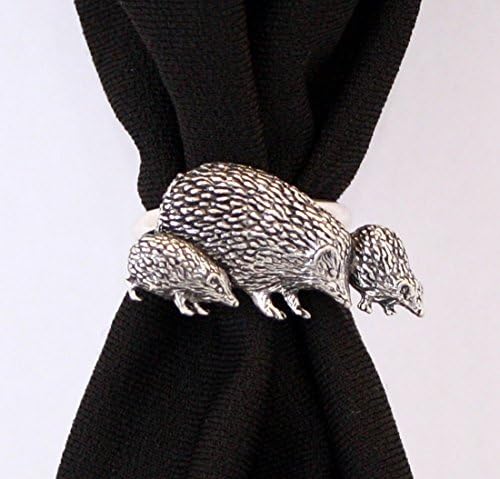 HoardersworldHedgehog Family Scarf Ring, English Pewter, Handmade in Great Britain (ab)