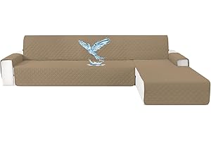 CYCMACO Copridivano Impermeabile 3 Posti Con Penisola, Copridivano Angolare Con Penisola Sinistra/Destra Reversibile, Con Braccioli, Universale, Antigraffio, Antiscivolo, Caffè Chiaro