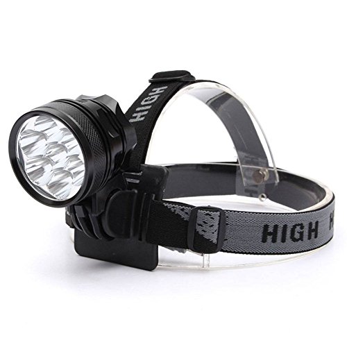 AIGUOZER® 7 LED 9800Lumen aufladbare Fahrradlicht Schweinwerfer mit 8800mAh Batterie Frontlichter Kopfleuchte Helmlampe Doppelzweck Standlicht Kopflichter Fahrradlampe vorne wasserdicht Kopflampe - 2