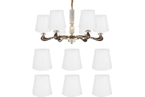 HAPIVIDA 6 Pièces Lustre Abat-Jour, Blanc Moderne E14 Clip sur Tissu Abat-Jours Applique Murale Abat-Jour, Clip sur Plissée Suspension Abat-Jours pour la Décoration de la Maison