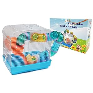 BPS Jaula Hámster Chalé para Hámster con Rueda y Túnel Especial Color se envia al Azar 34.5 * 28 * 24 cm BPS-1178*Z