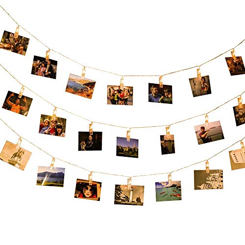 Preisvergleich Produktbild LQUIDE Lichterkette Fotoclips LED Fotolichterkette Bilder Foto Karten Weihnachten Party Wohnung Deko Wohnzimmer Schlafzimmer 40 LEDs mit Fernbedienung Timer 6m Warm 8 Modi Batteriebetriebene