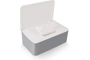 Delisouls Feuchttücher Spender, Trocken Nass Seidenpapier Schutzhülle Staubfrei Gewebe Aufbewahrung Box Hülle, Spender Halter mit Deckel für Heim (Dunkelgraues Weiß)