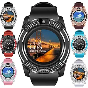 ADYM V8 Smart Watch for Boys, Android Smartwatch with Camera/SIM Card Slot Sports Watch Compatible with Smartphone Or Android Mobile Phones for Mens and Girls -Black