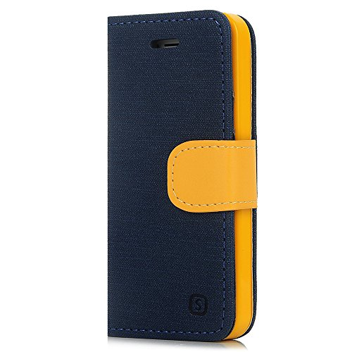 iPhone SE Case,iPhone 5 & 5S Case, YOKIRIN Premium Soft PU Leather
Notebook Wallet Cover Case with [Kickstand] Credit Card ID Slot Holder
Magnetic Closure Design Folio Flip Protective Slim Skin Cover for
iPhone SE & 5 & 5S, Navy Blue
