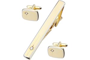 Hawson Ensemble de boutons de manchette et pince à cravate avec cristaux et or