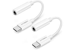 AIYEEN Adattatore per cuffie femmina da USB C a jack da 3,5 mm aggiornato (confezione da 2), adattatore audio per cuffie da USB C a Aux compatibile con iPhone serie 15 Samsung, Pixel, iPad (bianco)