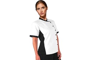 UNIFORMATES.COM Short Sleeves Women's Ladies Side Mesh Panel Chef Coat by Uniformates