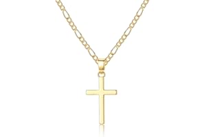 JEWTOP Kette Silber Gold Schwarz mit Klein Kreuz Anhänger Kreuzkette für Herren Damen Mädchen