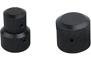 Guyker 1Pcs Concentric Stacked Knobs and 1Pcs 6mm Potentiometer Control Knobs Set - Knurled Volume Tuning Audio Knob Replacement for Guitar or Precision Bass - CNC Machined(black)