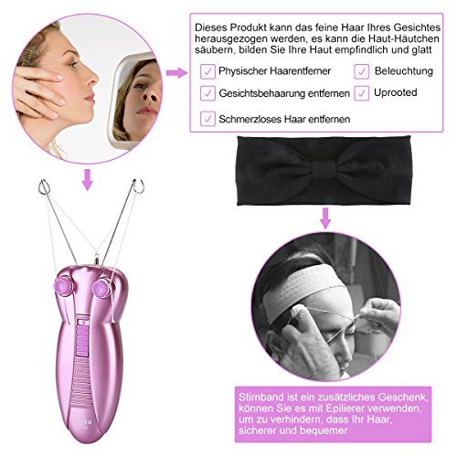 WAYCOM Damen Gesichts-Haar-Entferner Elektrische Frauen-Schönheit Epilierer Gesichts-Threading Haarentfernung Rasierer Gesicht Massager Pull Faces Delicate Device Depilation - 3