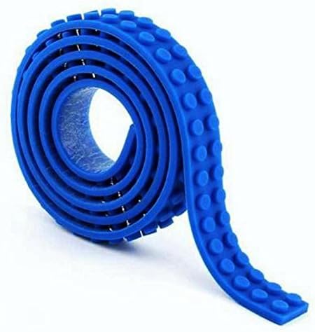 Block Tape Compatible with Lego Bricks Toys Flexible Sticky Silicone Roll For Children's Play Road Strips 2 Studs (Dark Blue, 1 Metre Roll (2 Studs))