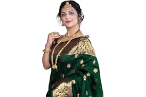 Yashika Damen Zari Gewebte Baumwolle Seide Jacquard Sari mit Ungenähtem Blusenmaterial