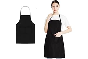 Clossy London Unisex Bib Apron with 2 Pockets | Black Cotton Denim Apron for Men & Women | Kitchen, Chef, BBQ, Gardening, Restaurant, Coffee House | Adjustable & Durable