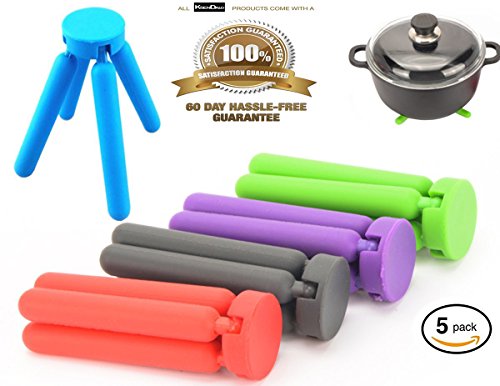 5/Pack Silikon Trivets / Topfuntersetzer von Ksendalo, faltbare / erweiterbare / reduzierbare / abnehmbar, Heavy-Duty / haltbar / rutschfest , Max 22x22cm, Min 8.8x3.0cm, 5 Farben