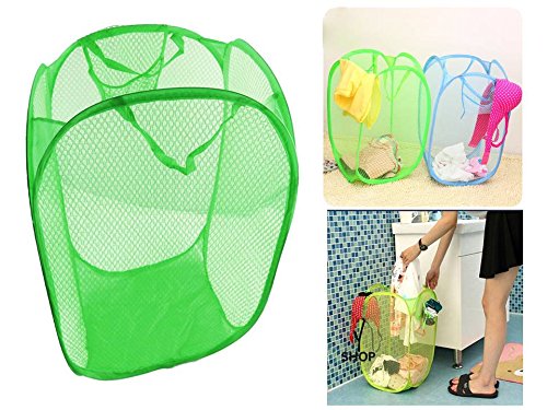 triecoworld faltbar Pop Up Mesh-Wäschekorb Korb Tasche Bin behindern Spielzeug ordentliche Aufbewahrung grün