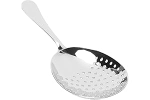 HAPIVIDA Passoire Julep en acier inoxydable, outil de barman à cocktail à cuillère fendue, passoire à cuillère à écumoire multifonction pour bar à cocktails(Argent)