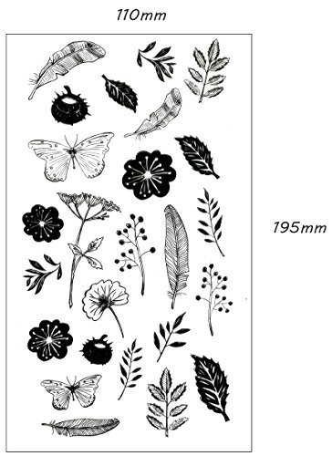 be fancy! Silikonstempel Set – Blumen Federn – Clear Stamps – Stempel – 56-teilig – transparent - 4