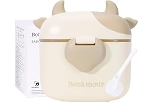 Bebamour Doseur de lait en poudre 500 ml avec pelle et nivelleur, formule de rangement portable, récipient pour voyage, non renversé, kaki