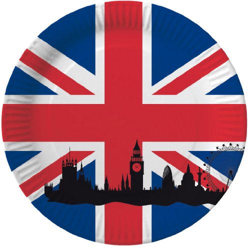 40 tlg. Set Pappteller + Servietten + Pappbecher GROSSBRITANNIEN & UNION JACK // Teller Becher Essen Pappe Geschirr Party Deko Dekoration Einweg UK GB England London Big Ben - 2